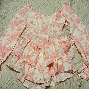 SHEIN Floral Print Ruffle Hem Dress/Romper